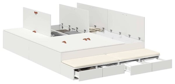 Krevet s ladicama s ladicama Bijelo 140 cm Konstruirano drvo - Bijela / 140 cm