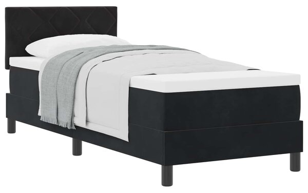Krevet s opruga kutije s jastukom Crna 80 x 200 cm Baršun - Crna / 80 x 200 cm