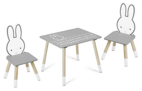 Dječji set stol i stolica - Miffy Grey