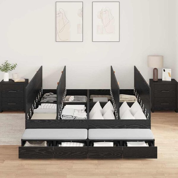 Krevet s ladicama Crni hrast 135 cm Konstruirano drvo - Crna / 135 cm