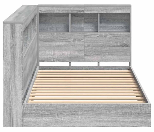Krevet s policama s uzglavljem Sivi hrast sonoma 100 x 200 cm - Siva / 100 x 200 cm