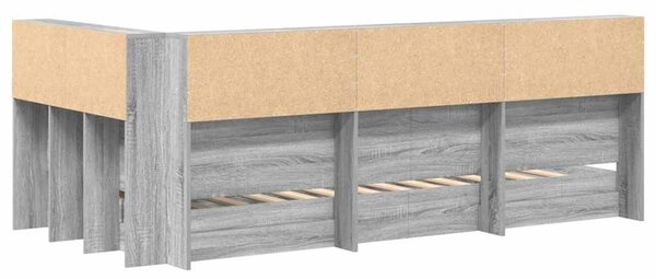 Krevet s policama s uzglavljem Sivi hrast sonoma 100 x 200 cm - Siva / 100 x 200 cm