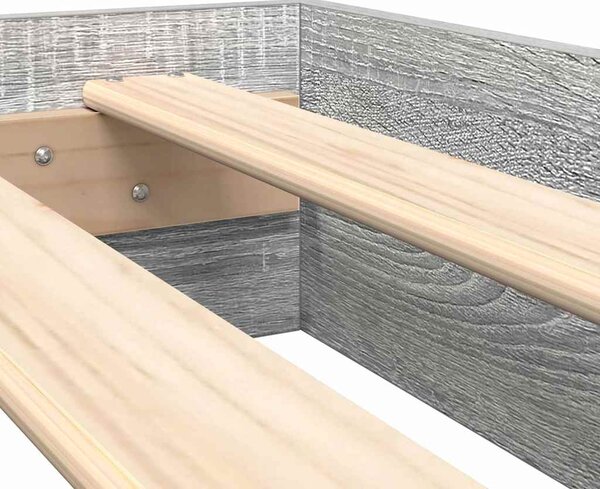 Krevet s policama s uzglavljem Sivi hrast sonoma 100 x 200 cm - Siva / 100 x 200 cm