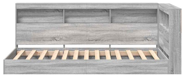 Krevet s policama s uzglavljem Sivi hrast sonoma 100 x 200 cm - Siva / 100 x 200 cm