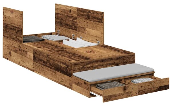 Krevet s ladicama s ladicama Staro drvo 80 cm Konstruirano drvo - Smeđa / 80 cm