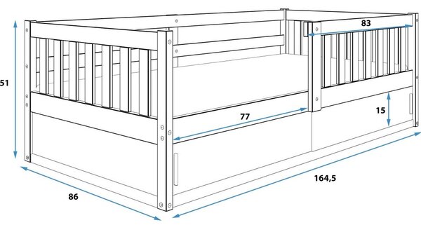 Dječji krevet - Smart 160x80cm wooden
