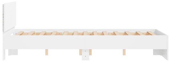Okvir kreveta s uzglavljem i LED svjetlima bijeli 140 x 190 cm - Bijela / 140 x 190 cm