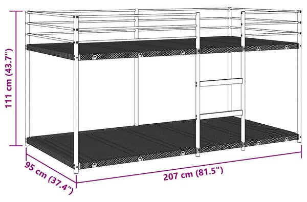 Krevet na kat bez madraca crni 90x200 cm čelik - Crna / 90 x 200 cm