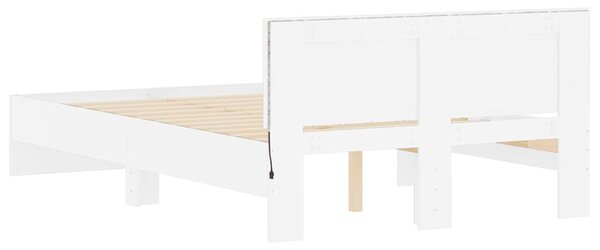 Okvir kreveta s uzglavljem i LED svjetlima bijeli 140 x 190 cm - Bijela / 140 x 190 cm