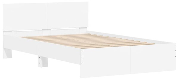 Okvir kreveta s uzglavljem i LED svjetlima bijeli 140 x 190 cm - Bijela / 140 x 190 cm