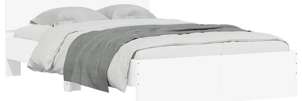 Okvir kreveta s uzglavljem i LED svjetlima bijeli 140 x 190 cm - Bijela / 140 x 190 cm