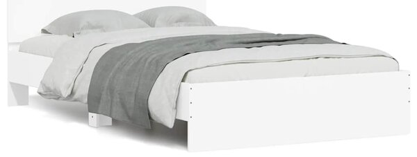 Okvir kreveta s uzglavljem i LED svjetlima bijeli 140 x 190 cm - Bijela / 140 x 190 cm