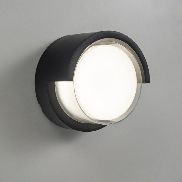 Forlight LED zidna lampa Creu, Ø 17 cm, crna, plastika, Crno, Plastika