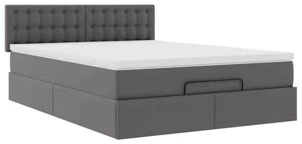 Otomanski krevet s madracima i LED sivi 140x190cm umjetna koža - Siva / 140 x 190 cm