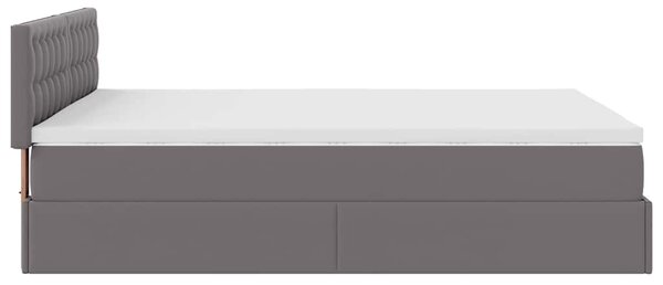 Otomanski krevet s madracima i LED sivi 140x190cm umjetna koža - Siva / 140 x 190 cm