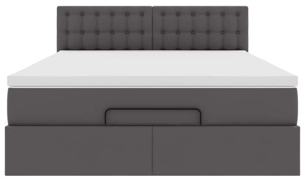 Otomanski krevet s madracima i LED sivi 140x190cm umjetna koža - Siva / 140 x 190 cm