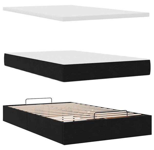 Otomanski krevet s madracem crni 120x200 cm baršunasti - Crna / 120 x 200 cm