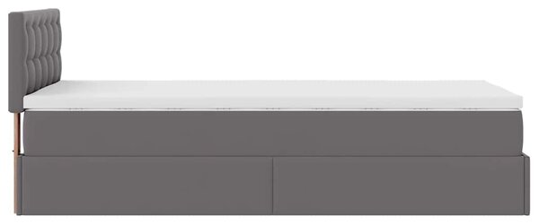 Otomanski krevet s madracem sivi 90x200 cm umjetna koža - Siva / 90 x 200 cm