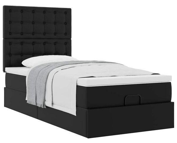 Otomanski krevet s madracem crni 80x200cm umjetna koža - Crna / 80 x 200 cm