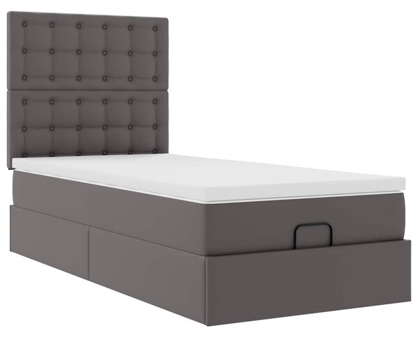 Otomanski krevet s madracem sivi 80x200cm umjetna koža - Siva / 80 x 200 cm