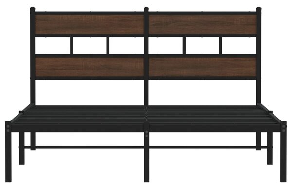 Okvir kreveta bez madraca s uzglavljem boja hrasta 140x190 cm - Smeđa / 140 x 190 cm