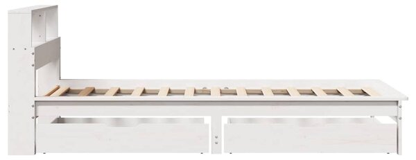 Krevet s regalom z knjige bez madraca bijeli 100x200cm borovina - Bijela / 100 x 200 cm