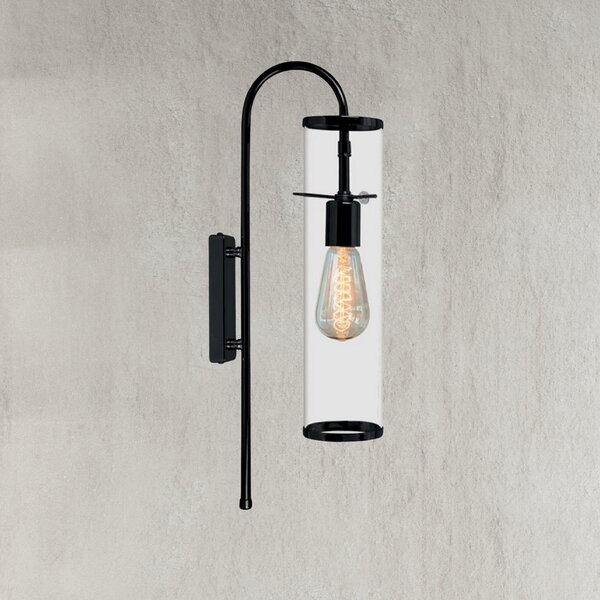 ROYALTECH Zidna lampa Leona, crna, visina 57 cm, metal, E27, prigušiva, Dnevni boravak/blagovaonica, Metal