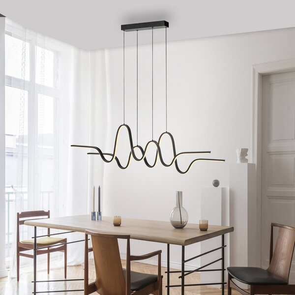 Paul Neuhaus LED visilica Altitude, crna, dužina 125 cm, prigušiva, Crno, Dnevni boravak/blagovaonica, Metal