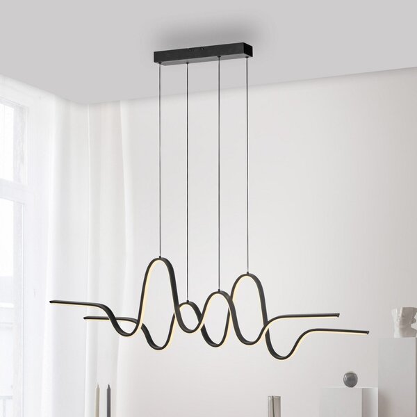 Paul Neuhaus LED visilica Altitude, crna, dužina 125 cm, prigušiva, Crno, Dnevni boravak/blagovaonica, Metal