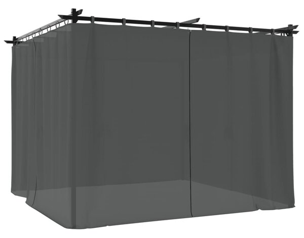 Sjenica sa zavjesama 3 x 3 m antracit čelična - Antracitno siva / 3 x 3 m