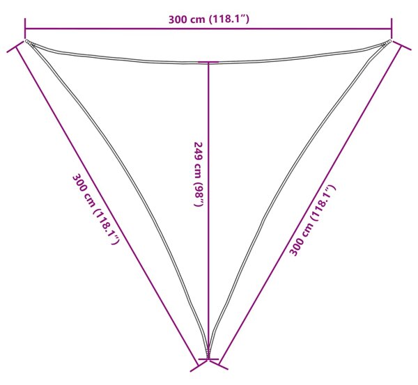 Jedro za zaštitu od sunca od tkanine trokutasto 3 x 3 x 3 m bež - Bež / 3 x 3 x 3 m