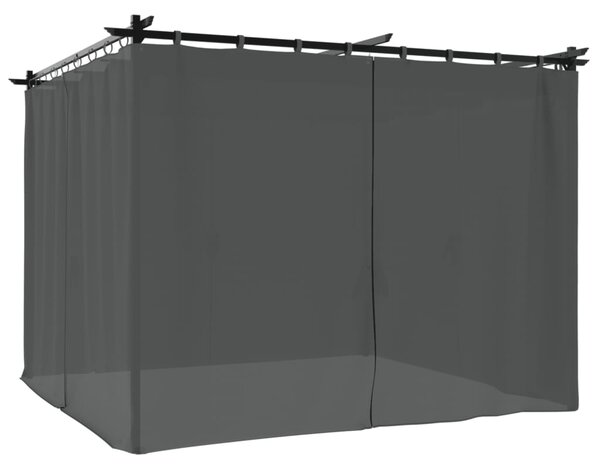 Sjenica sa zavjesama 3 x 3 m antracit čelična - Antracitno siva / 3 x 3 m