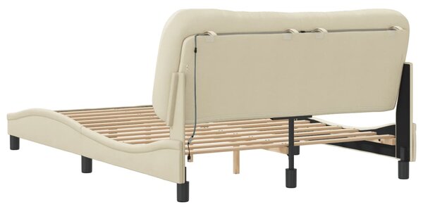 Okvir kreveta s LED-om bez madraca Hvar krem 140x190 cm Tkanina - Krema / 140 x 190 cm