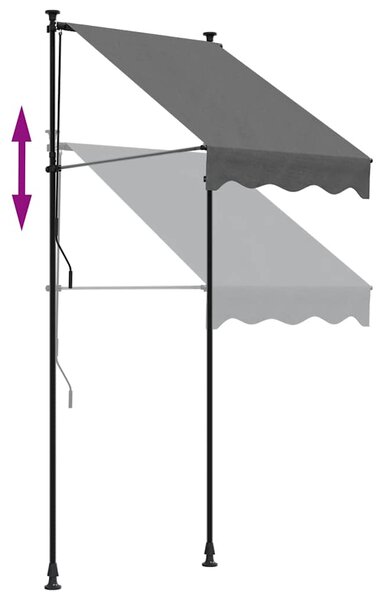 Tenda na uvlačenje antracit 100 x 150 cm od tkanine i čelika - Antracitno siva / N/A