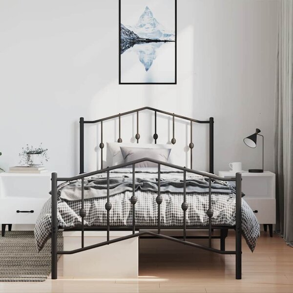 Metalni okvir kreveta s uzglavljem i podnožjem crni 100x190 cm - Crna / 100 x 190 cm