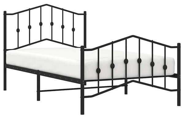 Metalni okvir kreveta s uzglavljem i podnožjem crni 100x190 cm - Crna / 100 x 190 cm