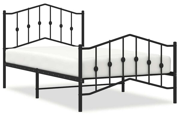Metalni okvir kreveta s uzglavljem i podnožjem crni 100x190 cm - Crna / 100 x 190 cm
