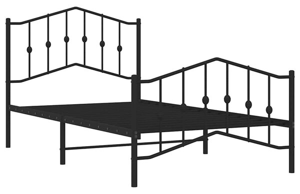 Metalni okvir kreveta s uzglavljem i podnožjem crni 100x190 cm - Crna / 100 x 190 cm