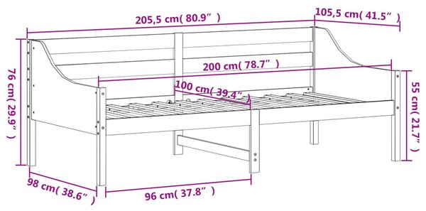 Dnevni krevet bez madraca voštano smeđi 100x200 cm od borovine - Smeđa / 100 x 200 cm