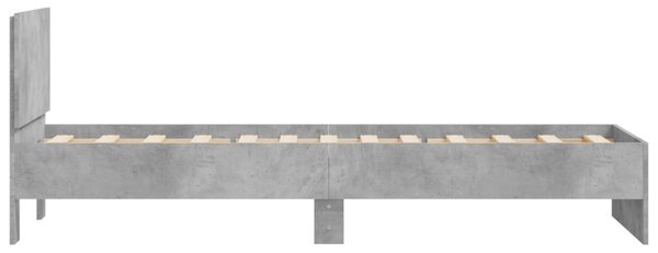 Okvir kreveta s uzglavljem siva boja betona 90x190 cm drveni - Siva / 90 x 190 cm
