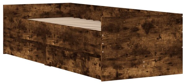 Okvir kreveta s ladicama boja dimljenog hrasta 100 x 200 cm - Smeđa / 100 x 200 cm