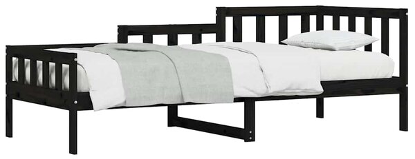 Dnevni ležaj crni 80 x 200 cm od masivne borovine - Crna / 80 x 200 cm
