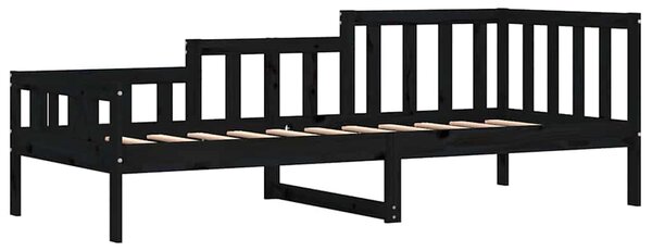 Dnevni ležaj crni 80 x 200 cm od masivne borovine - Crna / 80 x 200 cm