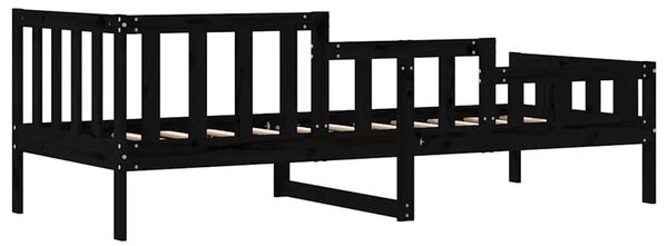 Dnevni ležaj crni 80 x 200 cm od masivne borovine - Crna / 80 x 200 cm