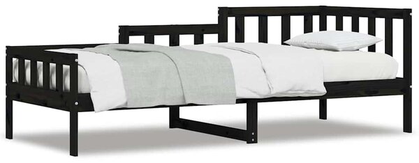 Dnevni ležaj crni 80 x 200 cm od masivne borovine - Crna / 80 x 200 cm