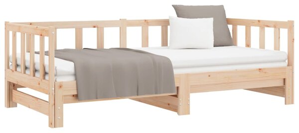 Dnevni krevet na razvlačenje 90 x 200 cm od masivne borovine - Smeđa / 90 x 200 cm