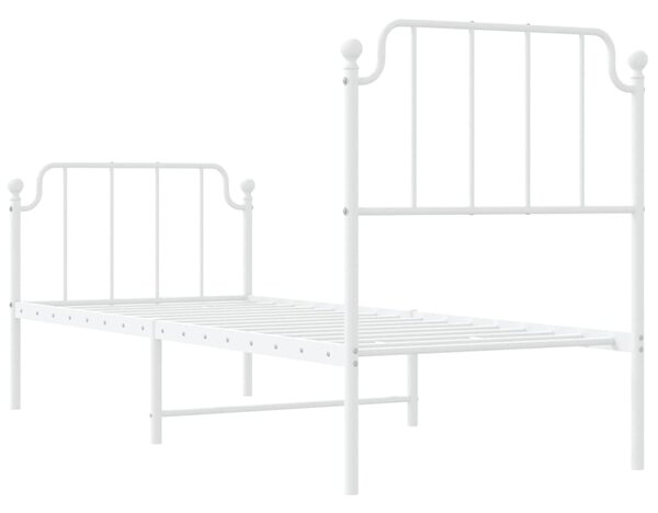 Metalni okvir kreveta s uzglavljem i podnožjem bijeli 75x190 cm - Bijela / 75 x 190 cm