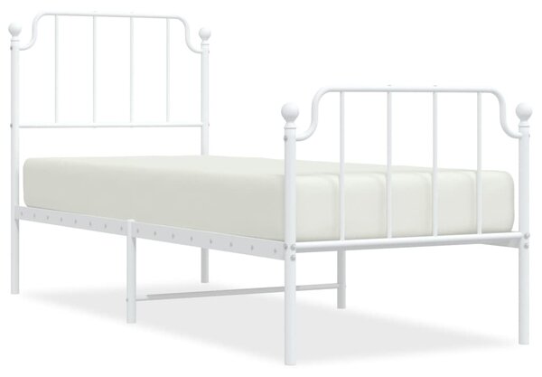Metalni okvir kreveta s uzglavljem i podnožjem bijeli 75x190 cm - Bijela / 75 x 190 cm