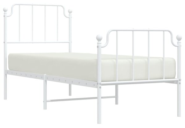 Metalni okvir kreveta s uzglavljem i podnožjem bijeli 75x190 cm - Bijela / 75 x 190 cm