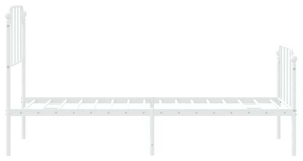 Metalni okvir kreveta s uzglavljem i podnožjem bijeli 75x190 cm - Bijela / 75 x 190 cm
